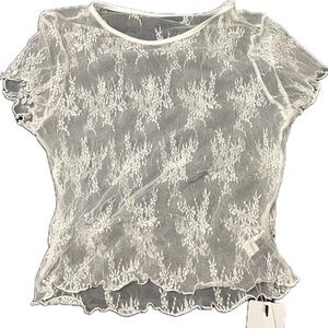 White lace short sleeve top